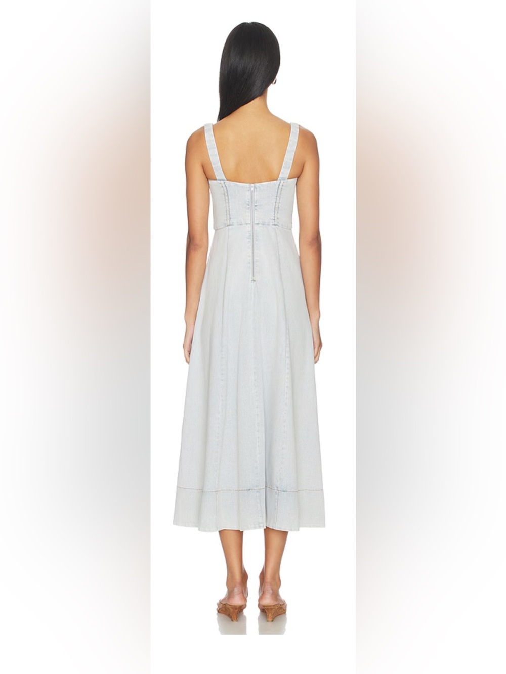 Like New! Bardot Light Wash Denim Corset Midi Dress/ Size 6 - Picture 3 of 9